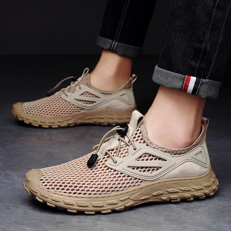 Большие размеры, летняя новая модная тенденция, спортивная мужская сетчатая обувь для спорта на открытом воздухе, молодежная, легкая, дышащая, мужская обувь для прилива