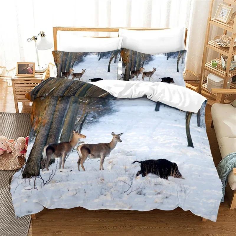 Warm Comfortable Sunset Wildlife Deer Elk Giraffe Animal Theme For Teen Boys Girl Bedroom Decor Full King Comforter