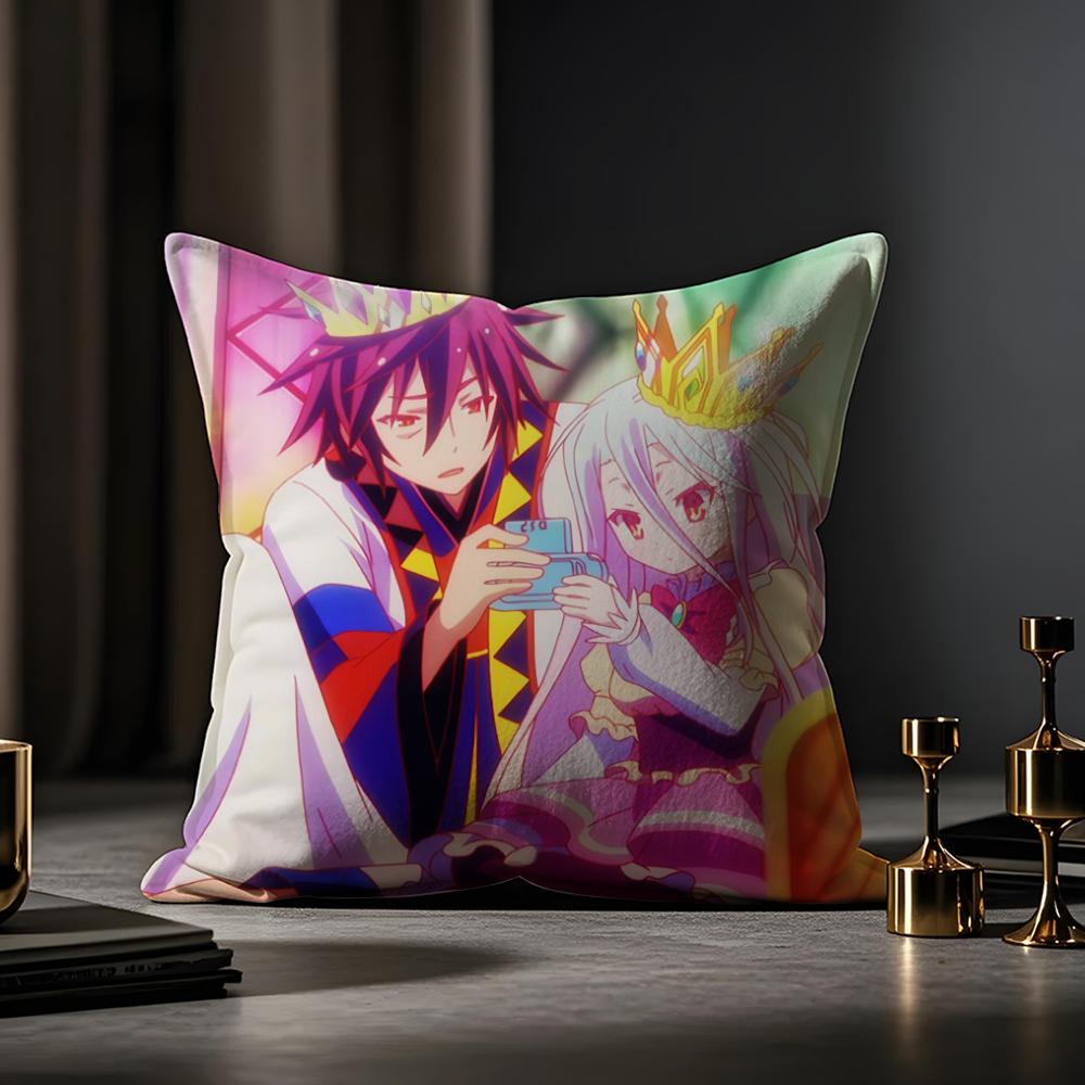 Чехол на подушку из аниме No Game No Life, противопылевой, с потайной молнией, шелковистый короткий плюш, чехол для диванной подушки