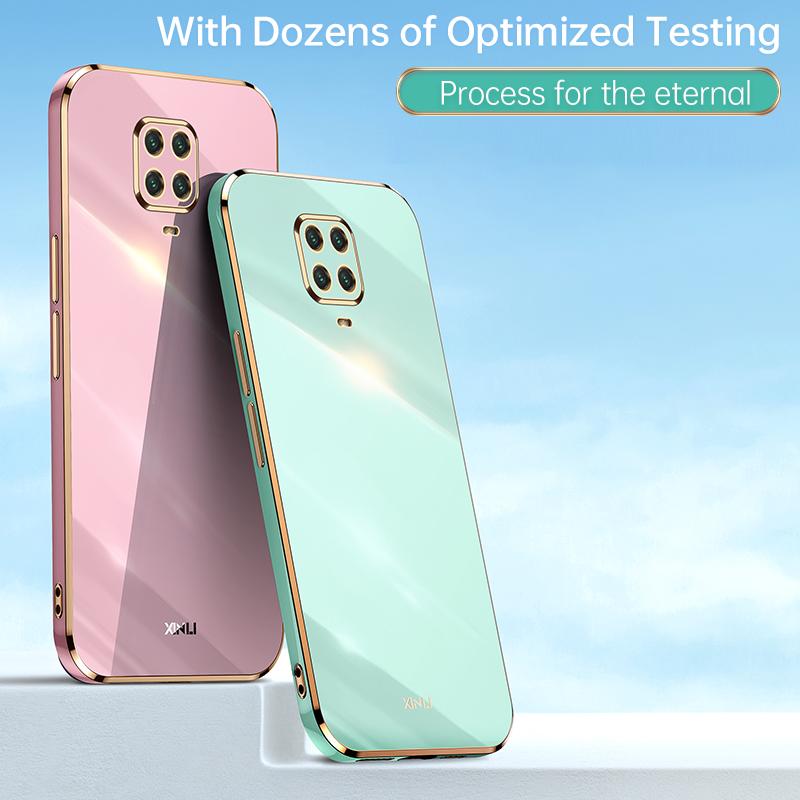 Plating Gold Frame Phone Case On For Xiaomi Redmi Note 8 2021 New 9 S Note8 8T Note9 Pro 9s 9T 9A 9AT Soft Silicone Cover