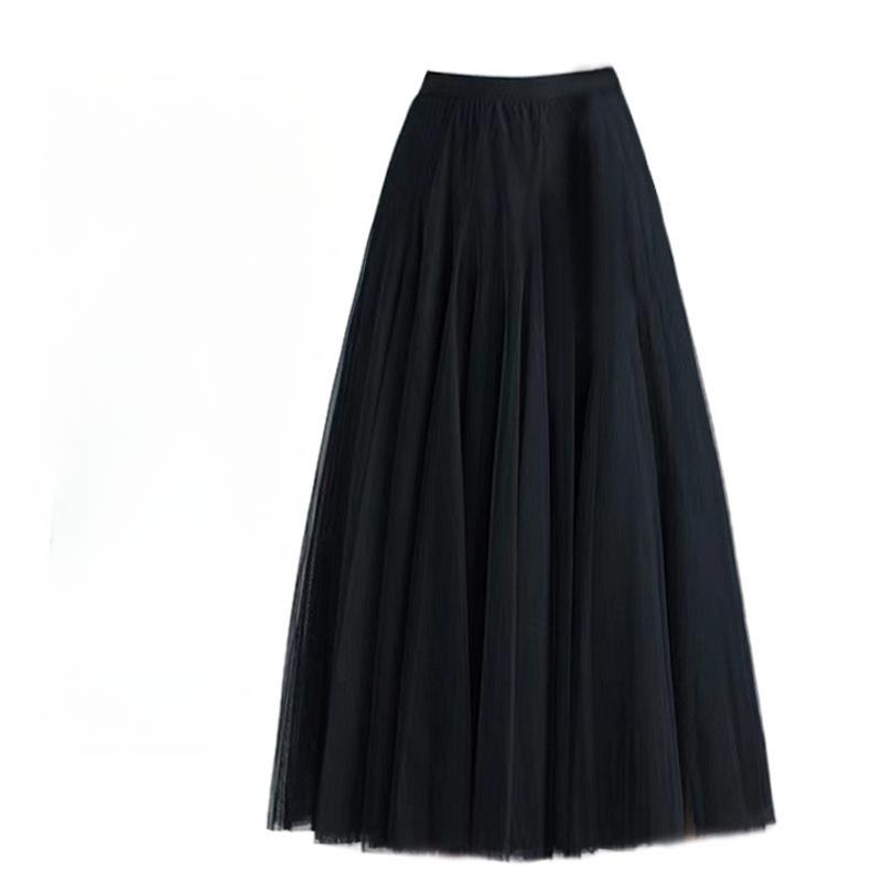 Женская юбка, длинная юбка-качели, тонкая юбка феи с высокой талией до середины тела, танцевальная сетчатая юбка