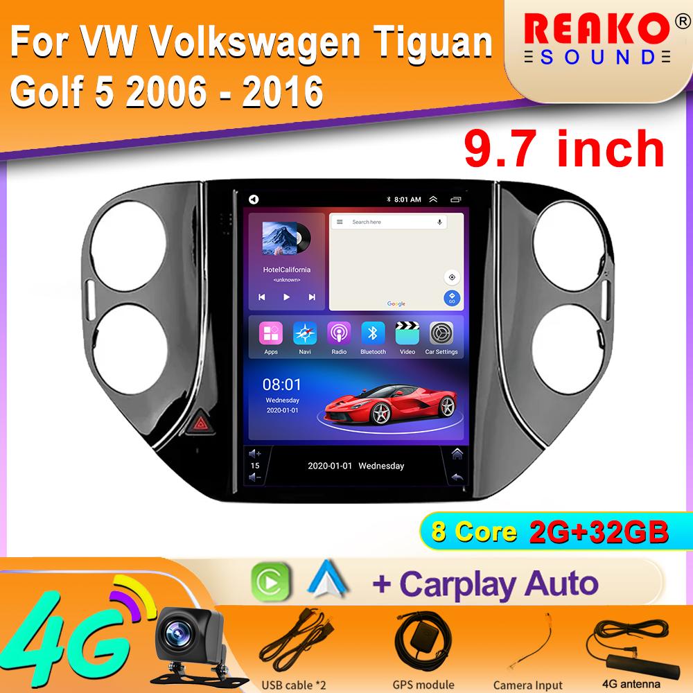 Android для VW Volkswagen Tiguan Golf 5 2006 - 2016 Мультимедийный радиоплеер Carplay Авто Стерео Для Tesla Style Головное Устройство DVD