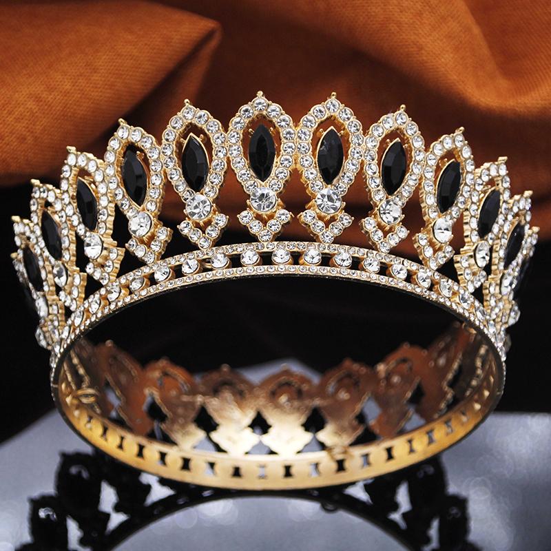 Vintage Baroque Queen King Tiaras and Crowns for Bridal Wedding Tiara Prom Birthday Crown Round Diadem Hair Jewelry Gift
