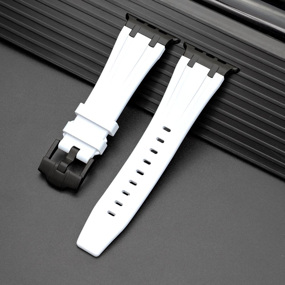 Совместимо с Apple iWatch Series Ultra 9/8: Пряжка из нержавеющей стали Ремешок из жидкого силикона
