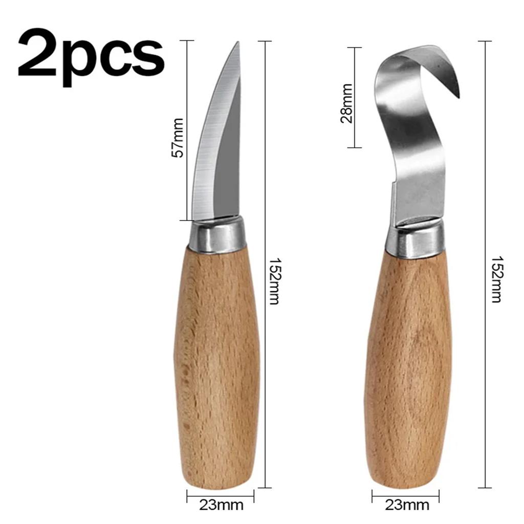 2 шт. Инструменты для резьбы по дереву Серые деревянные ручки Лезвия из нержавеющей стали Резьба по дереву