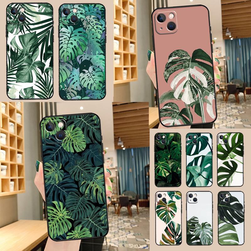 Leaves Monstera Green Phone Case For iPhone 17 Pro Max 14 13 12 11 15 16 Pro Max mini 15 16 Plus 16e 17 Air Cover