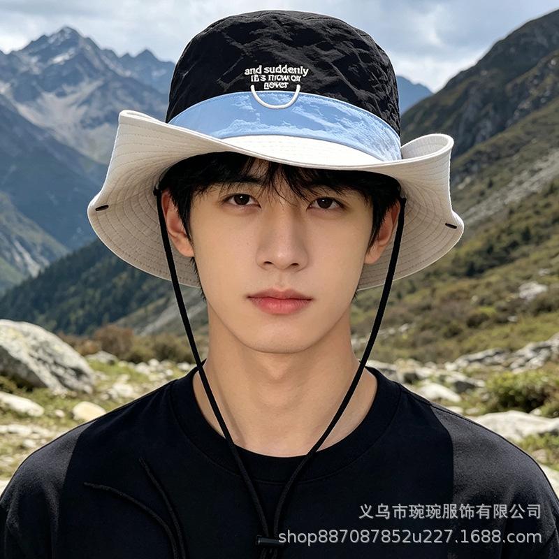 Retro tooling color matching quick-drying bucket hat women's summer outdoor travel sunshade sunscreen hiking hat