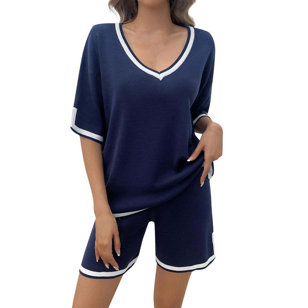 Женский вязаный свитер, короткие комплекты, комплект из 2 предметов, пуловер с v-образным вырезом, топы, широкие короткие комплекты, одинаковый комплект