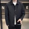 Мужская куртка с лацканами, длинным рукавом, застежкой на пуговицы, пальто с боковыми карманами, весна-осень, однотонная повседневная верхняя одежда