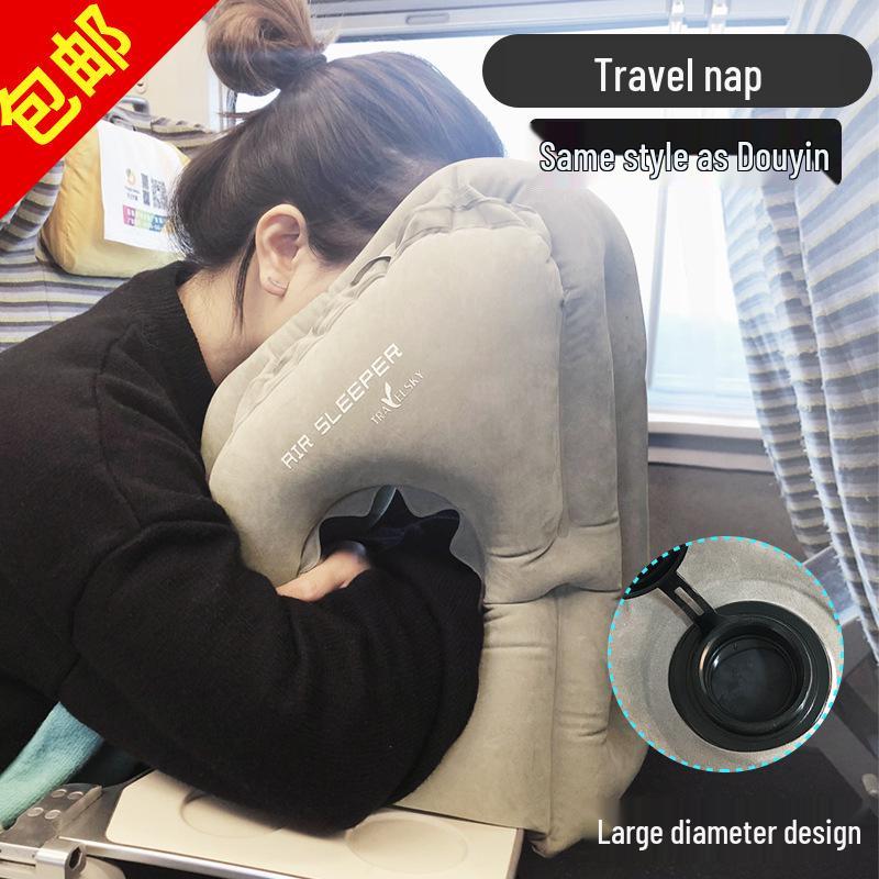 Портативная надувная подушка для шеи для путешествий, офиса и автомобилей - для дальних поездок, высокоскоростных поездов и сна
