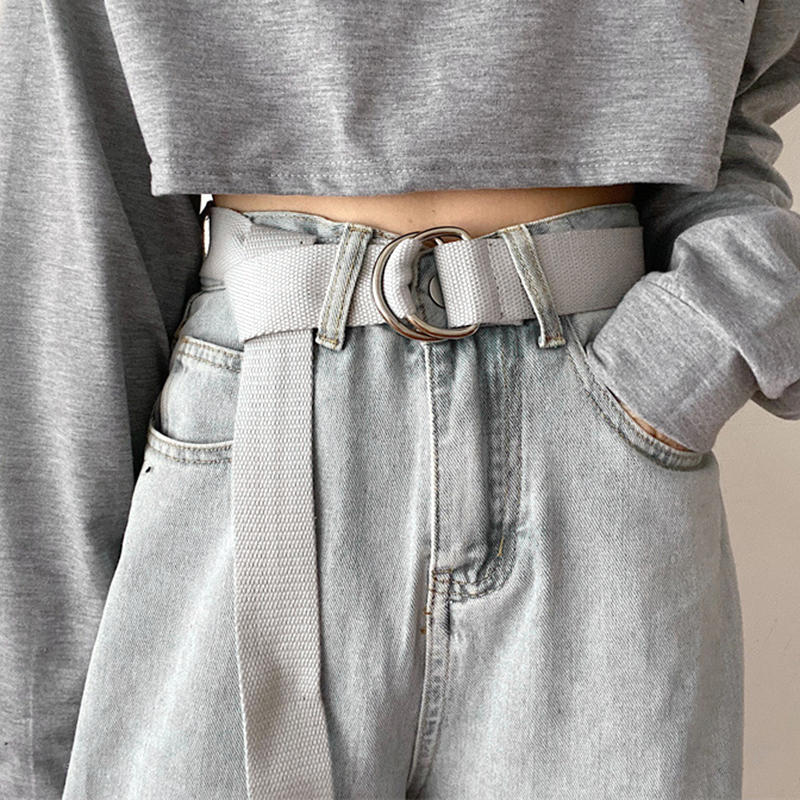 Ремень из холста с пряжкой из двух колец, сто универсальных джинсовых ремней, украшение для летних брюк для студентов без проколов