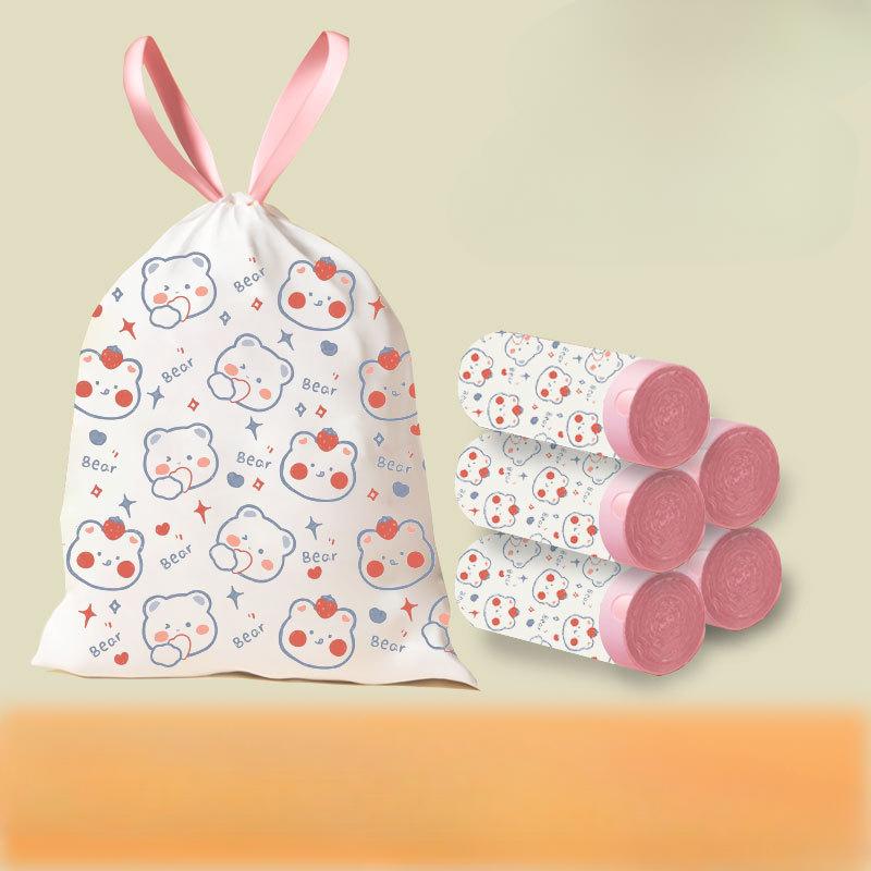 Drawstring Free Tear Printed Garbage Bag Thickened Pe Household Plastic Bag Office Kitchen Cartoon Drawstring Type