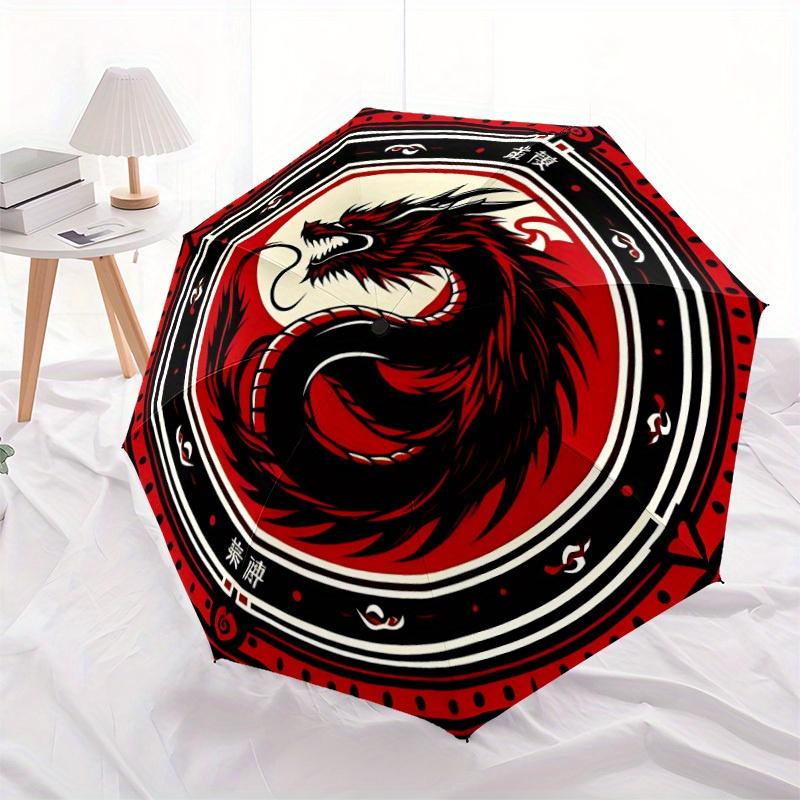 1pc Dragon YinYang Automatic Open/close Umbrella, 8-Rib sturdy structure, Portable Travel Umbrella, Parties, Everyday Use, Outdoor Accessory