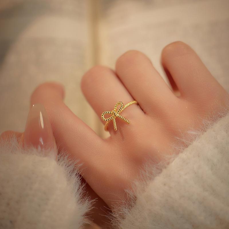 Banyan Tree S925 Silver Bow Ring: Japanese & Korean Style, Women's Fashion Trend.