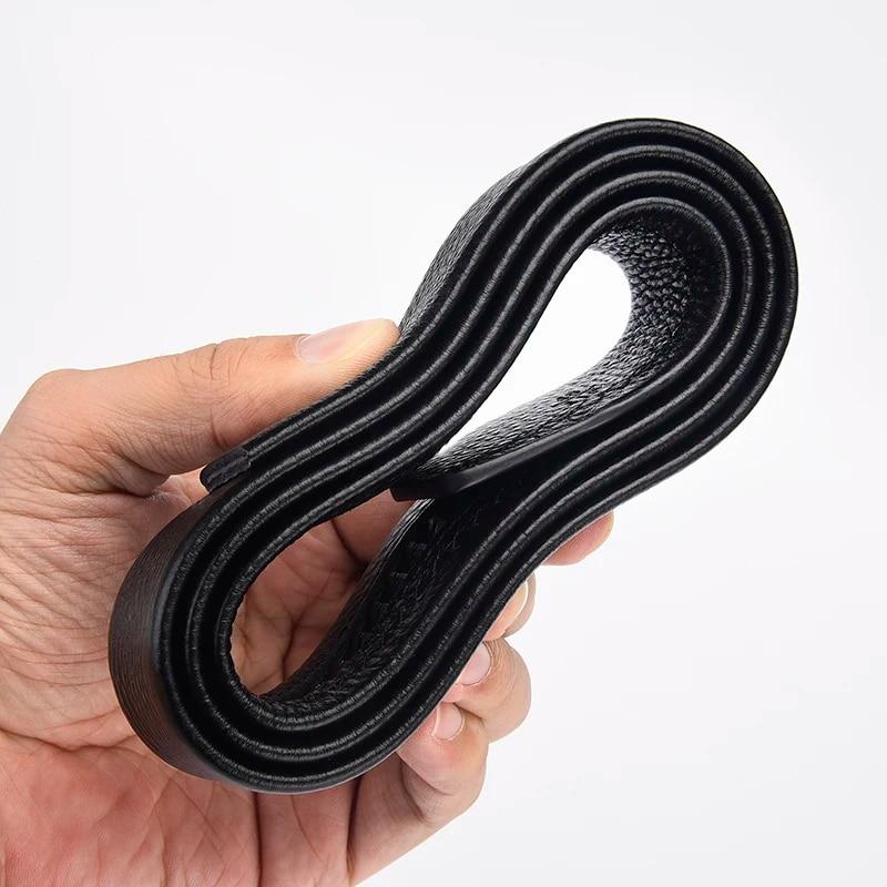 2Pcs Men's Belt Without Buckle 3.5cm/1.37inch Width Brand High End Belts Black Soft PU Leather Men Belts Body No Buckle Strap