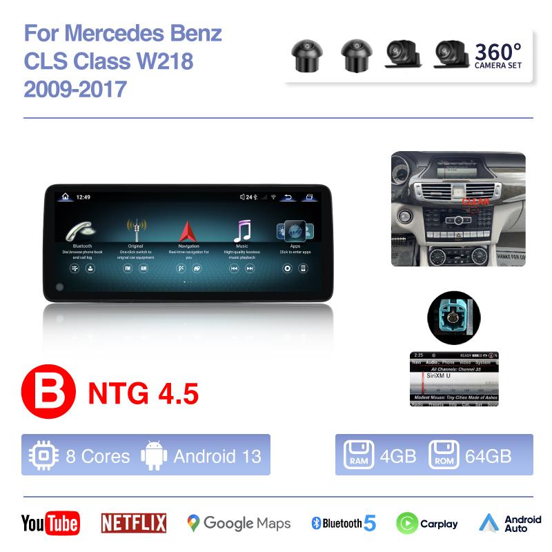 12,8-дюймовая автомагнитола для Mercedes-Benz CLS-класса W218 2009-2017, мультимедийный проигрыватель, GPS-навигация, Android13 Auto, Carplay, 4G, камера 360