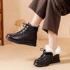 New Cow Genuine Leather Snow Boots Women Ankle Booties Platform Wedge Winter Plush Short Boots Mother Shoes for Women