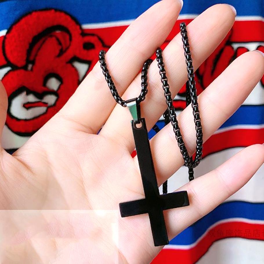 Ювелирные изделия из нержавеющей стали перевернутый крест цепочка ожерелье для мужчин, перевернутый крест ожерелье кулон ожерелье с перевернутым крестом
