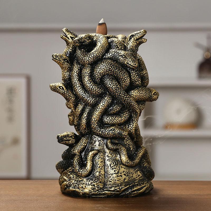 Gorgon Greek mythology snake head mask backflow incense burner resin craft home ornament decoration