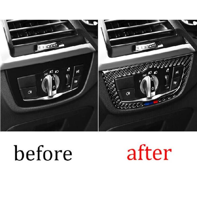 Headlight Button Frame Button Trim For BMW X4 X3 G01 2018-2021 Real Carbon Fiber