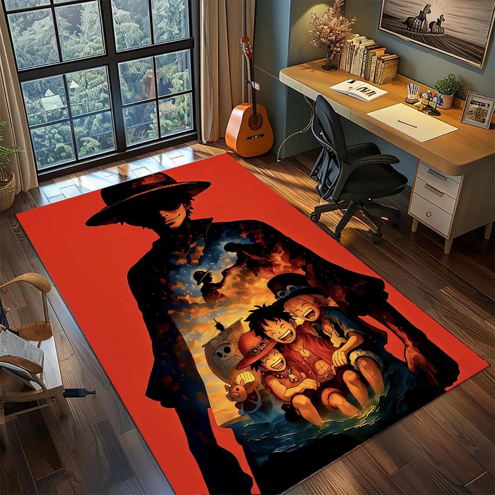 One Piece Wano Country Arc Samurai Luffy Rug Carpet Large Area Rug Non Slip Washable Floor Mat Gamer Room Bedroom Home Decor