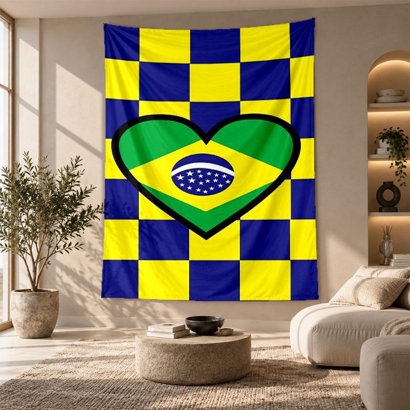 Decorative Tapestry,Brazil national football team Printed Wall Art, Lightweight Wall Hanging For Bedroom Background
