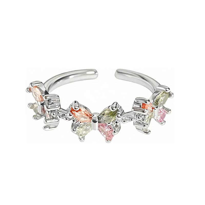 Летний цвет Дофаминовый циркон Изысканное кольцо-бабочка с открытой шинкой Легкая роскошь Премиум Нишевый дизайн Кольцо