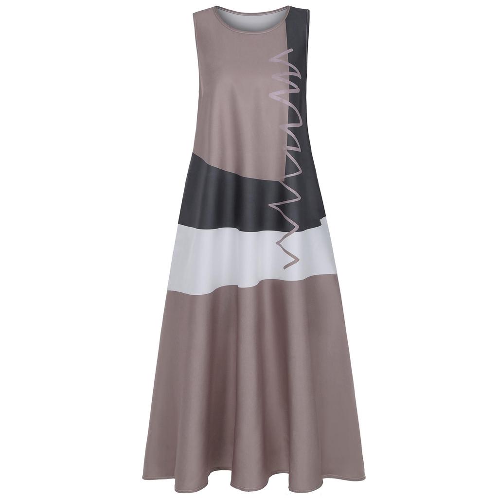 Новое женское ретро летнее платье без рукавов с V-образным вырезом и принтом, с карманами, стиль 9333