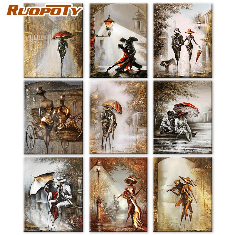 RUOPOTY Рамка «сделай сам», краска по номерам, любовник, рисунок на холсте, картина маслом по номерам, наборы фигурок, ручная роспись, уникальные подарки