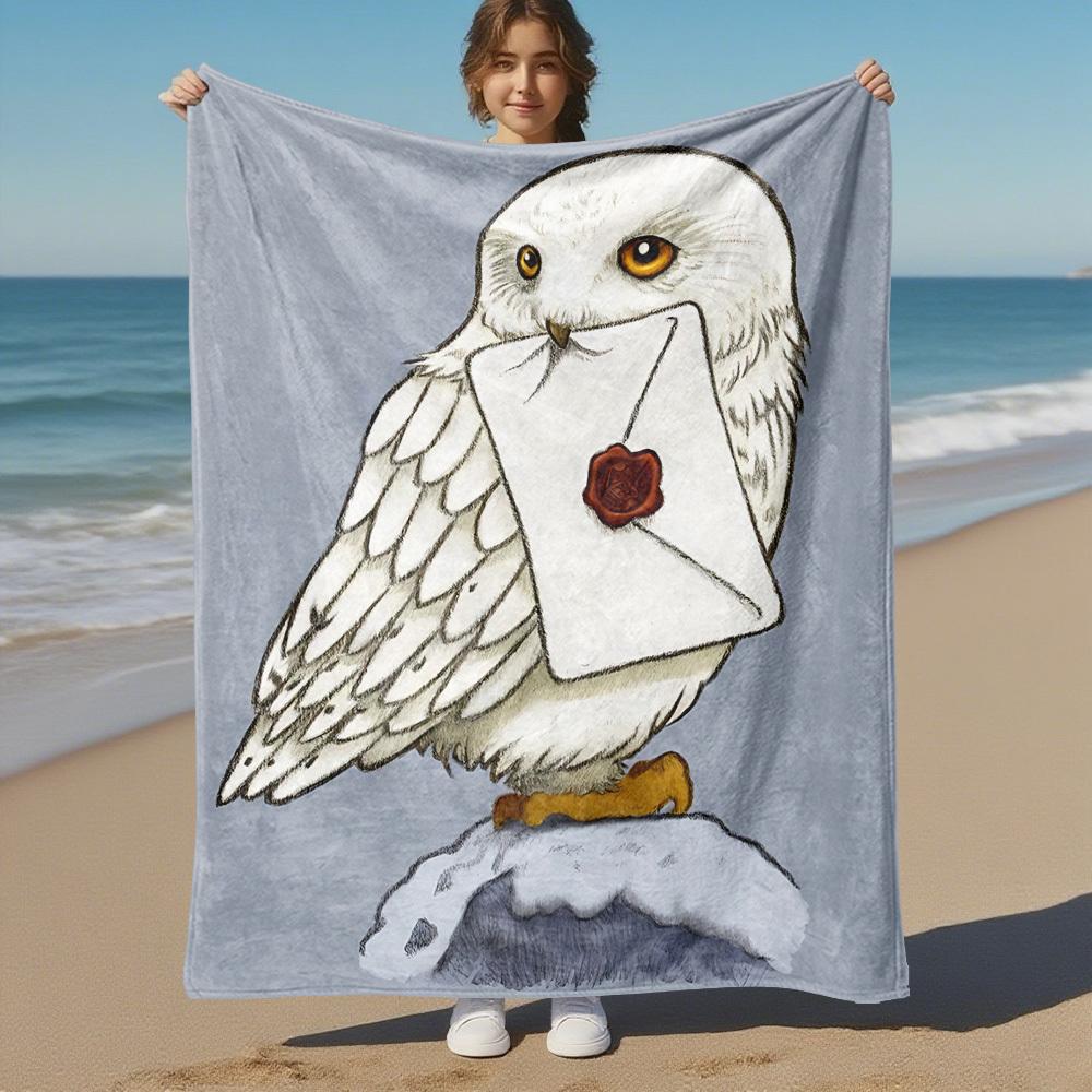 1 шт. конверт с полярной совой, сургучная печать, флисовое одеяло для улицы, для всех сезонов, мягкое, теплое, декор для дома 1031153