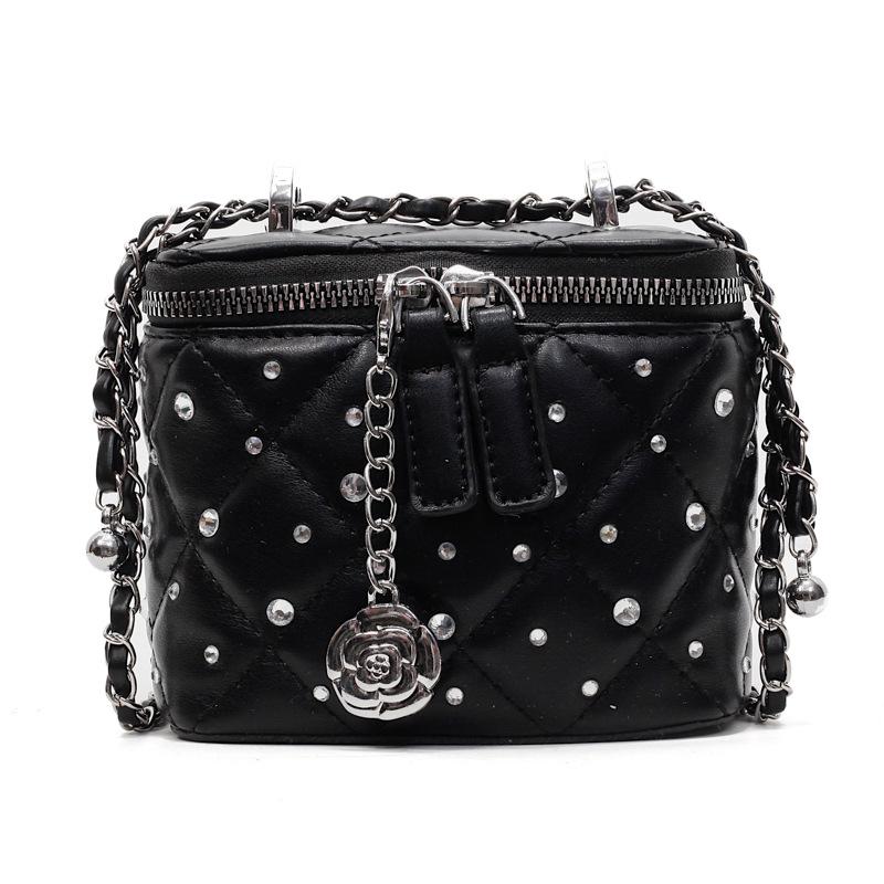 Маленькая сумка на ромбовидной цепочке, женская новая высококлассная сумка-коробка с яркими бриллиантами, на плечо, мессенджер