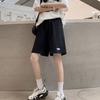 Женские спортивные шорты, летние черные свободные прямые повседневные брюки в корейском стиле с пятью точками