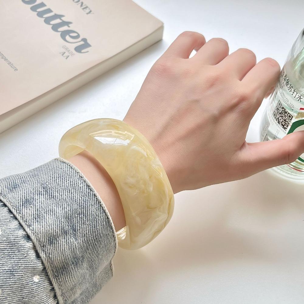 Bohemian Acrylic Bangle Shiny Transparent  Hand Ring Simple Irregular Wide Bracelet  Girls