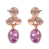 Серьги-гвоздики Estele из латуни из недрагоценного металла с покрытием розового золота, 24 карата, с розовыми овальными кристаллами для девочек ()Золото