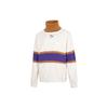Color Block Logo Print High Collar Long Sleeve Loose Sweater Women Tops White 537971-65