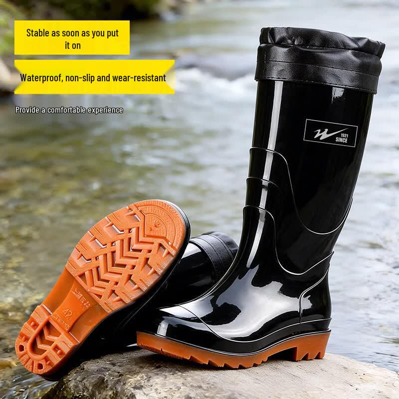 Унисекс Высокие Нескользящие Резиновые Сапоги Shuangxing Bate с Флисовой Подкладкой