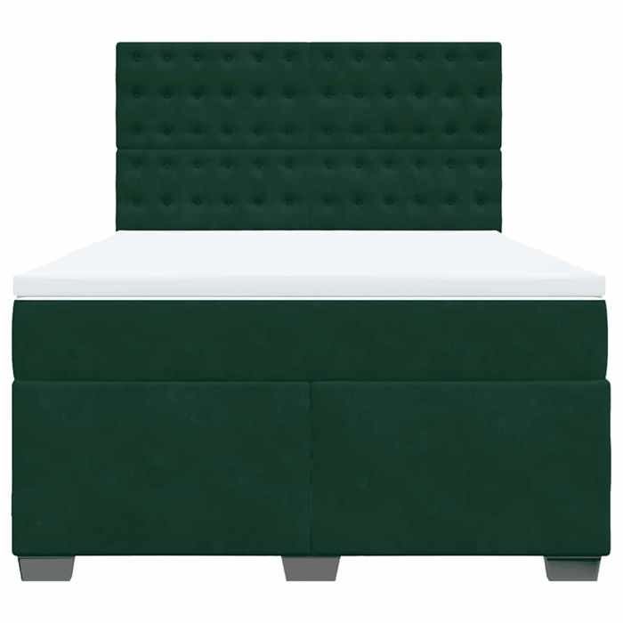 Cadre de lit avec matelas - Maison Exclusive - Velours vert foncé - 140x200cm - Tête de lit réglable
