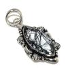 Natural Black Rutile Gemstone Handmade 925 Sterling Silver Pendant 2.25" Q6a36
