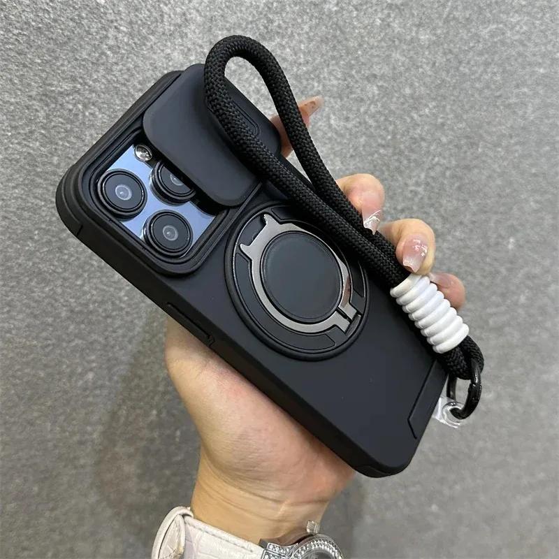Чехол-подставка Armor Ring с магнитным креплением и ремешком на запястье для iPhone 16, 15, Pro Max, 13, 12, 11, 14 Plus, бампер