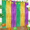 Gold Enchanting Green Purple Rain Curtain For Stunning Mardi Gras Setup Event