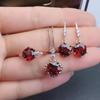 Fine Jewelry Natural Garnet 925 Sterling Silver Women Pendant Necklace Ring Earrings Set Support Test Popular Trendy