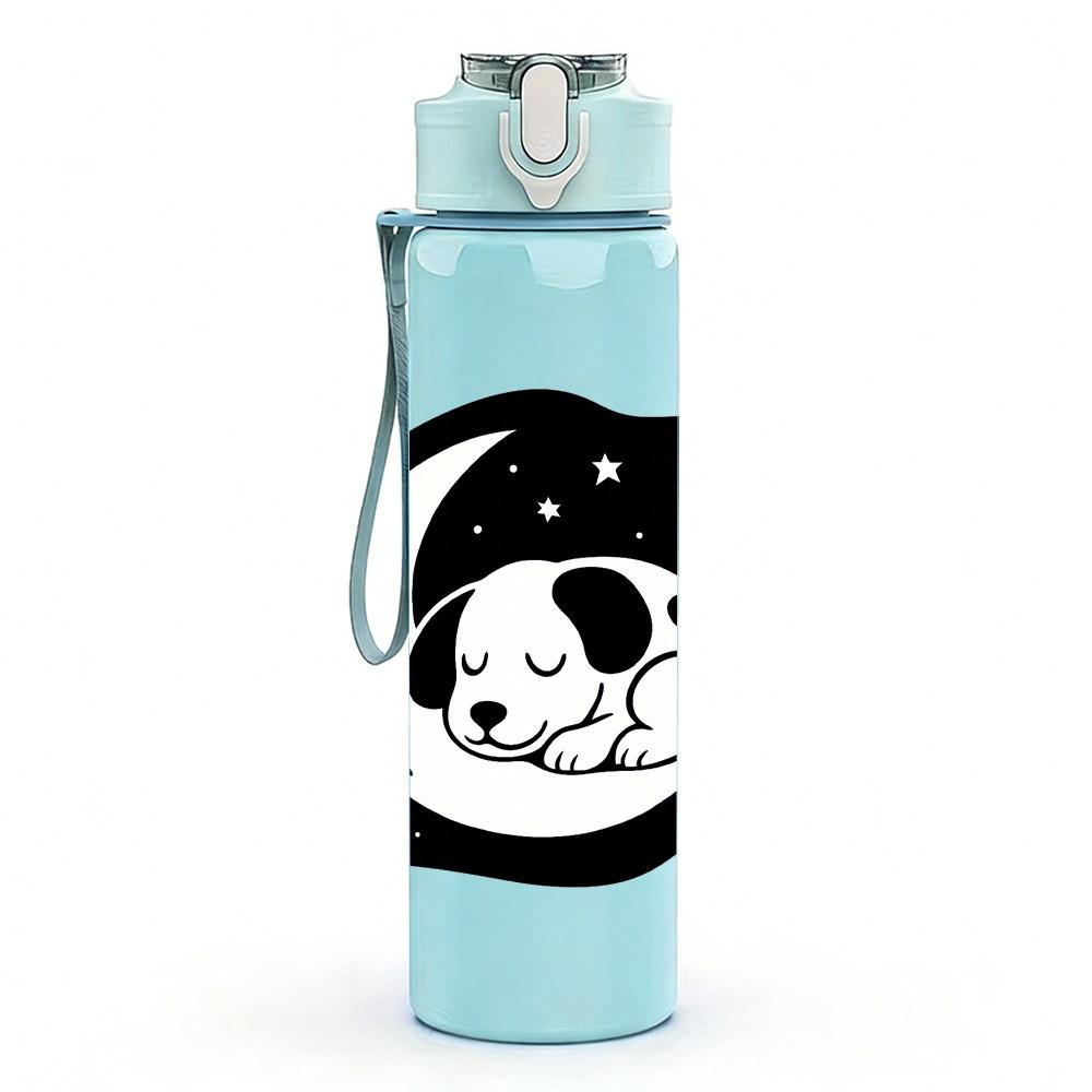 1PC Moon Cat Night Sky Pattern 750ml Color Plastic Sports Water Bottle Leakproof Flip Straw Lid Suitable for Sports Office Home Use