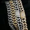 13 мм Классическая Полубриллиантовая Защелкивающаяся Full-Diamond Кубинская Цепь Европейская и Американская Хип-Хоп Бижутерия Унисекс Браслет Ожерелье