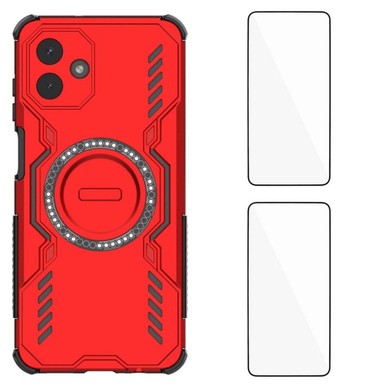 Для Samsung Galaxy A07 4G Магнитный чехол WANLONFENG DJ Series PC TPU Чехол для телефона с 2 шт. Защитная пленка из закаленного стекла