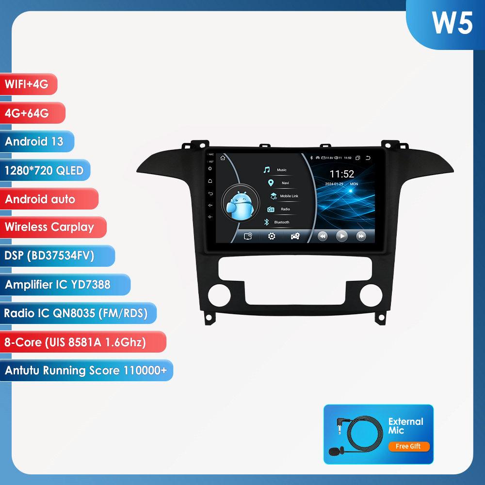 OSSURET Carplay 4G Android 13 Автомобильное радио для Ford S-Max 2007 - 2015 Auto AC Мультимедийный видеоплеер GPS 2din Авторадио Интеллектуальный экран Bluetooth RDS