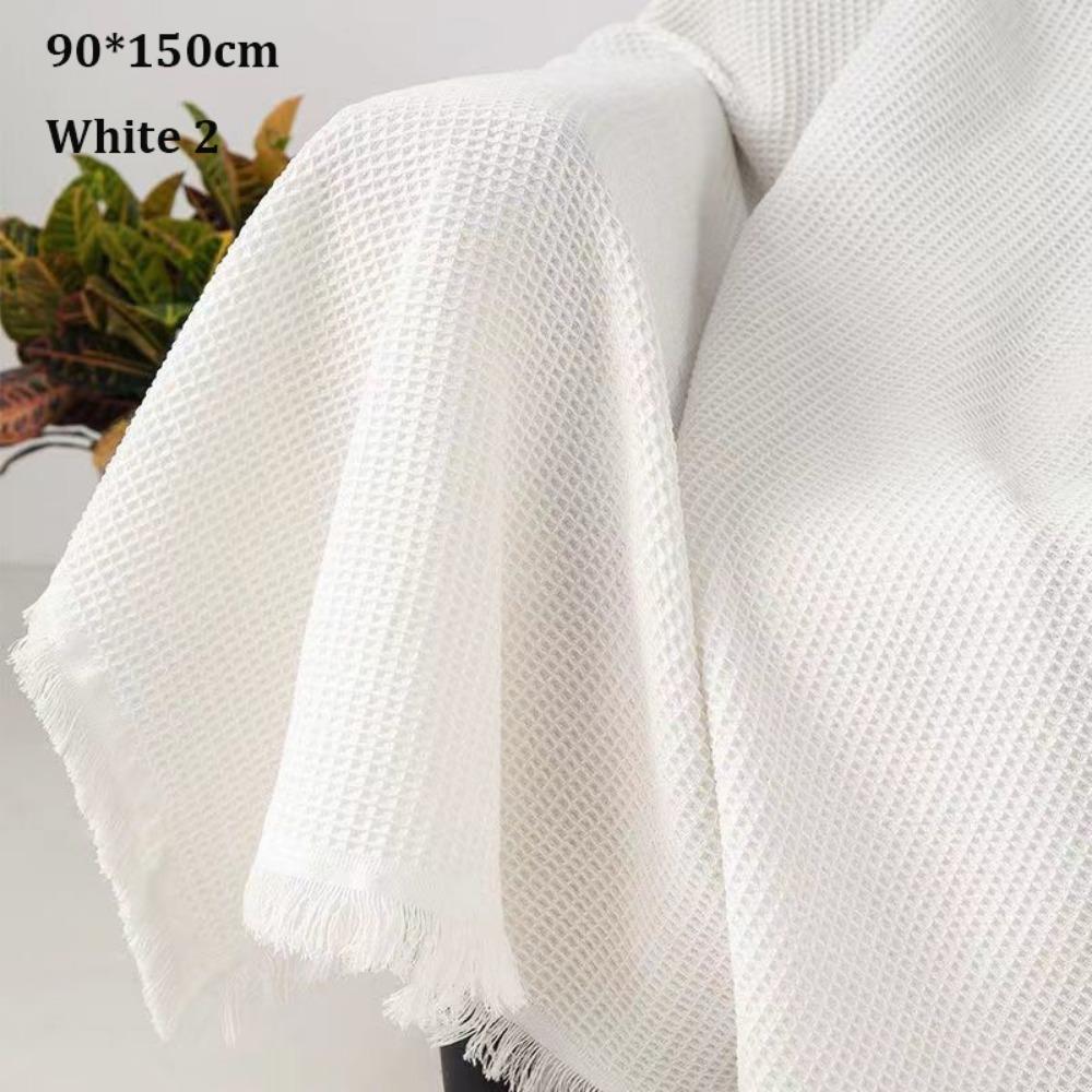 New Nordic Knitted White Sofa Towel Anti-slip with Tassels Throw Blankets Multi-purpose Luxury Bed Sofa Couch