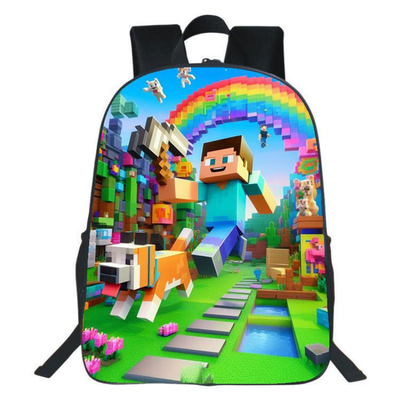 Рюкзак Minecraft для детей с принтом, нейлоновый школьный рюкзак с мягкими лямками для учеников начальной школы