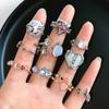 Y2k Crystal Heart Rings Set For Women Girls Vintage Zinc Alloy Color Irregular Rings Fashion Kpop Zircon Rings Party Zircon Gifts