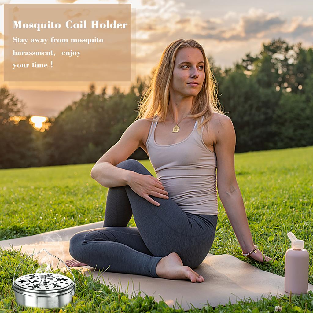 4 шт. Подставка для москитных спиралей Портативная подставка для москитных благовоний с ручкой Круглая металлическая подставка для сандаловых палочек для дома, кемпинга