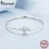 BAMOER 100% 925 Sterling Silver Shiny Starry Bracelet Simple Basic Bangle Bracelet for Women Fine Jewelry 17CM 19CM